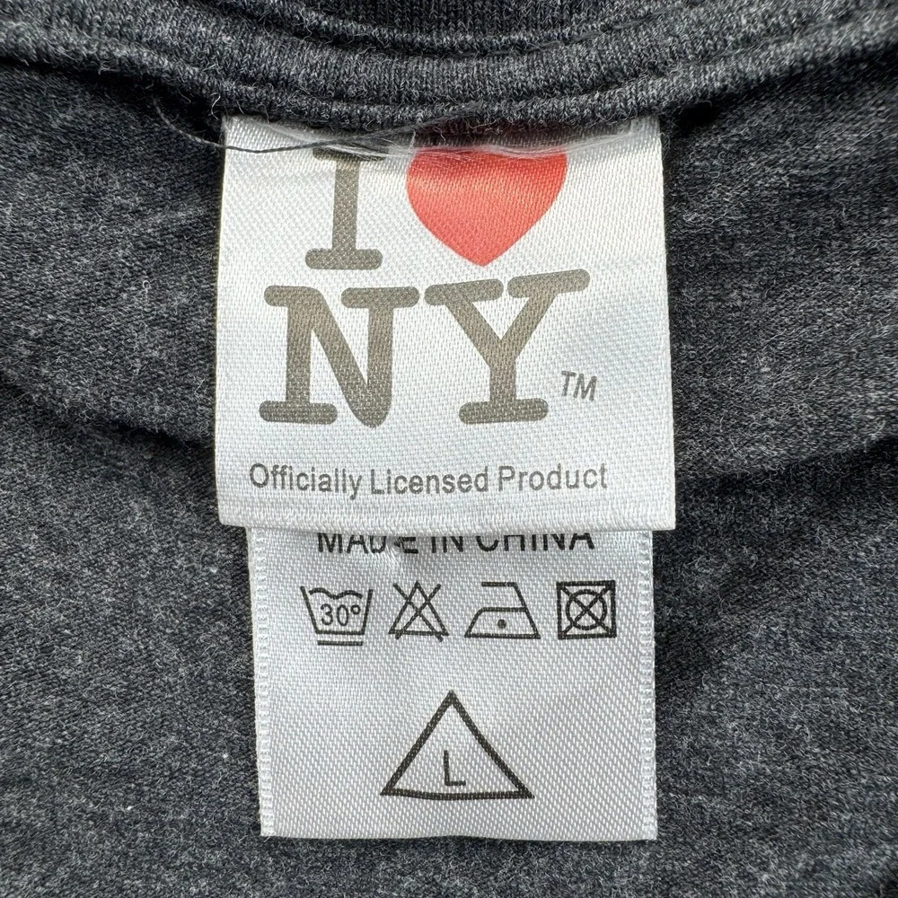 I Love NY Girls Size Large Gray V-Neck Graphic T-Shirt NYC Souvenir Tee